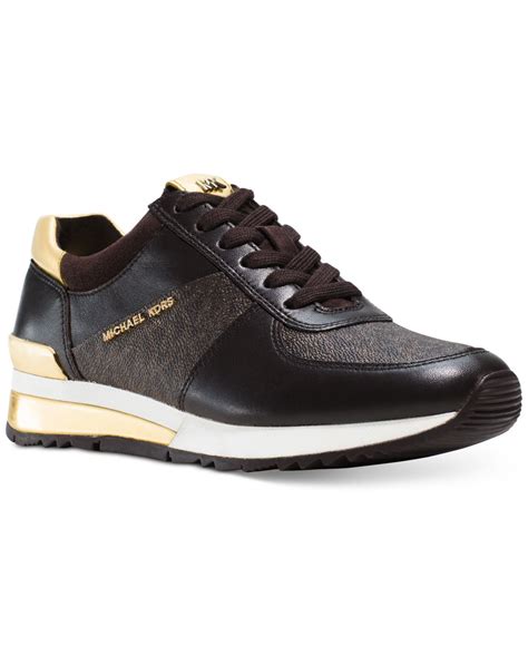 buy michael kors allie trainer black sneakers|michael kors allie stride trainer.